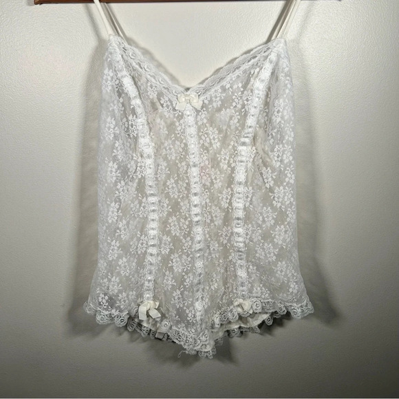 Vintage nylon lace lingerie top  L - Picture 5 of 8